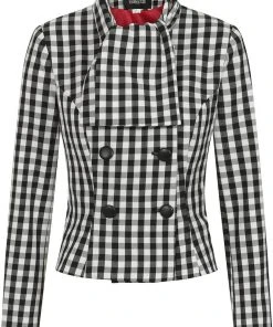 New In Collectif Lorrina Gingham 60's Jacket Black White