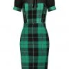 New In Collectif Mac Foliage Check 40's Pencil Dress Multi