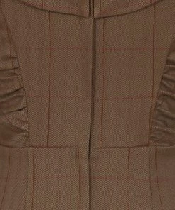 Collectif Cheyenne Herringbone 40's Pencil Dress Brown