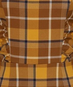 New In Collectif Cheyenne Moonhill Check 50's Pencil Dress Mustard