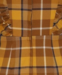 New In Collectif Cheyenne Moonhill Check 50's Pencil Dress Mustard