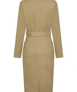 Collectif Brunel Safari 70's Pencil Dress Beige