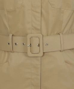 Collectif Brunel Safari 70's Pencil Dress Beige