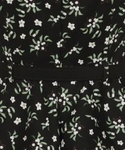 New In Collectif Mae Berry Floral 50's Pencil Dress Black