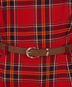 New In Collectif Adeline Berry Check 50's Pencil Dress Red