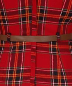 New In Collectif Adeline Berry Check 50's Pencil Dress Red