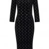 Collectif Vanessa Glitter Moon Velvet 50's Pencil Dress Black