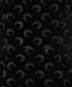 Collectif Vanessa Glitter Moon Velvet 50's Pencil Dress Black