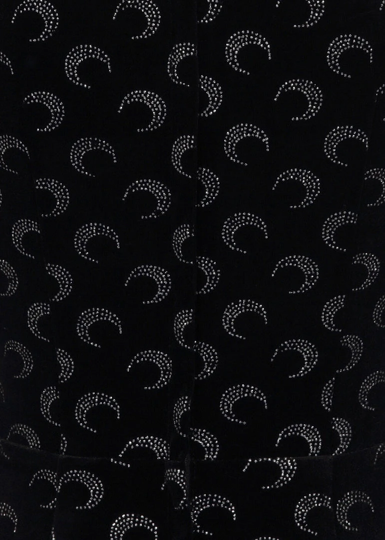 Collectif Vanessa Glitter Moon Velvet 50's Pencil Dress Black