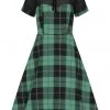 Collectif Mac Foliage Check 40's Swing Dress Multi New In