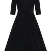 Collectif Lacey Velvet 50's Swing Dress Black New In
