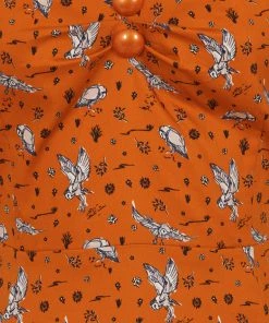 Collectif Dolores Hoot Hoot Owl 50's Swing Dress Orange New In