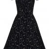 New In Collectif Dolores Starburst Velvet 50's Swing Dress Black