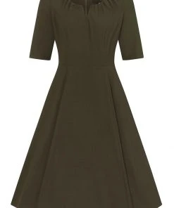 Collectif Barker 40's Swing Dress Green