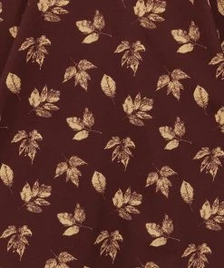 Collectif Caterina Fall Leaves 50's Swing Dress Brown New In