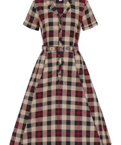 New In Collectif Caterina McKenzie Check 50's Swing Dress Multi