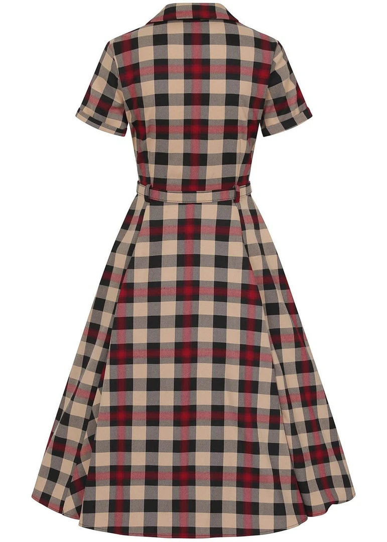 New In Collectif Caterina McKenzie Check 50's Swing Dress Multi