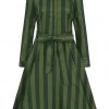 Collectif Mara Garden Stripes 40's Swing Dress Green