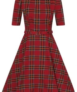 Collectif Suzanne Berry Check 50's Swing Dress Red
