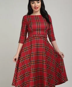 Collectif Suzanne Berry Check 50's Swing Dress Red