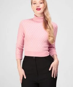 Collectif Rai Knitted 60's Jumper Pink New In