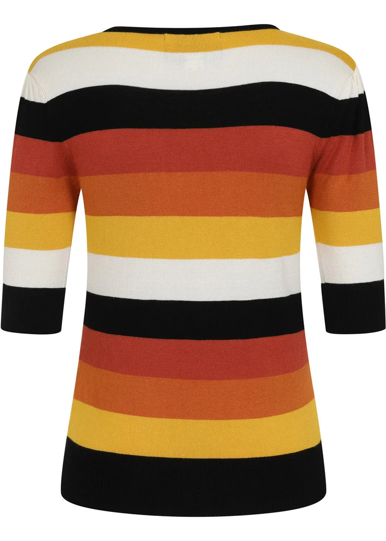 Collectif Chrissie Candy Corn Stripe 50's Top Orange New In