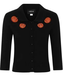 Collectif Halette Pumpkins 50's Cardigan Black New In