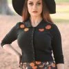 Collectif Halette Pumpkins 50's Cardigan Black New In