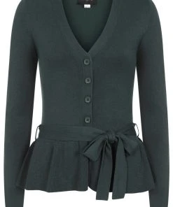 New In Collectif Flo Peplum 40's Cardigan Green