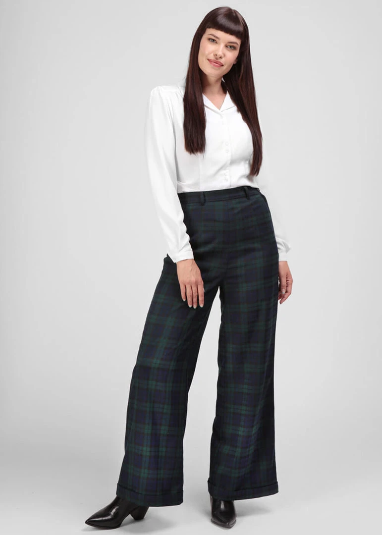 Collectif Baylee Blackwatch Check 40's Trousers Multi New In