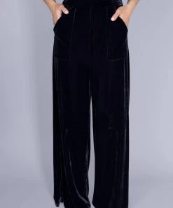 Collectif Virginia Velvet 70's Trousers Black