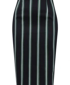 Collectif Polly Witch Stripes 50's Pencil Skirt Black New In