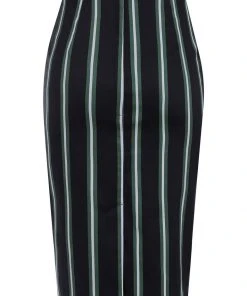 Collectif Polly Witch Stripes 50's Pencil Skirt Black New In