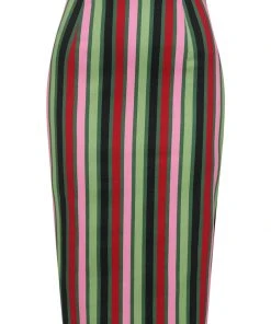 Collectif Polly Mountain Stripe 50's Pencil Skirt Multi