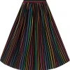Collectif Jasmine Dark Rainbow 50's Swing Skirt Multi New In