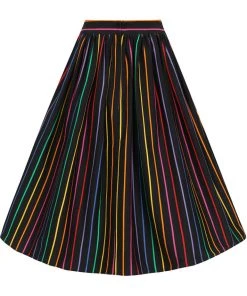 Collectif Jasmine Dark Rainbow 50's Swing Skirt Multi New In