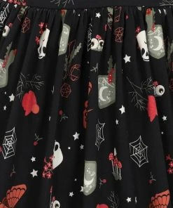 New In Collectif Jasmine Witches Garden 50's Swing Skirt Black