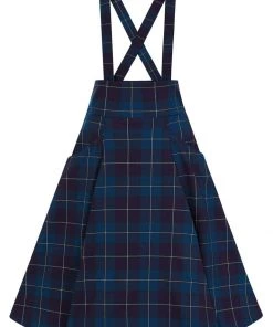 Collectif Alexa Mermaid Check 40's Swing Skirt Teal New In