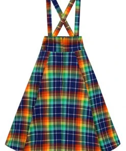 Collectif Alexa Rainbow Check 50's Swing Skirt Multi New In