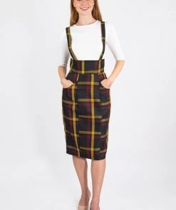 New In Collectif Alexa Giles Check 40's Pencil Skirt Multi