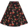 New In Collectif Cassie Deathly Apples 50's Swing Skirt Black