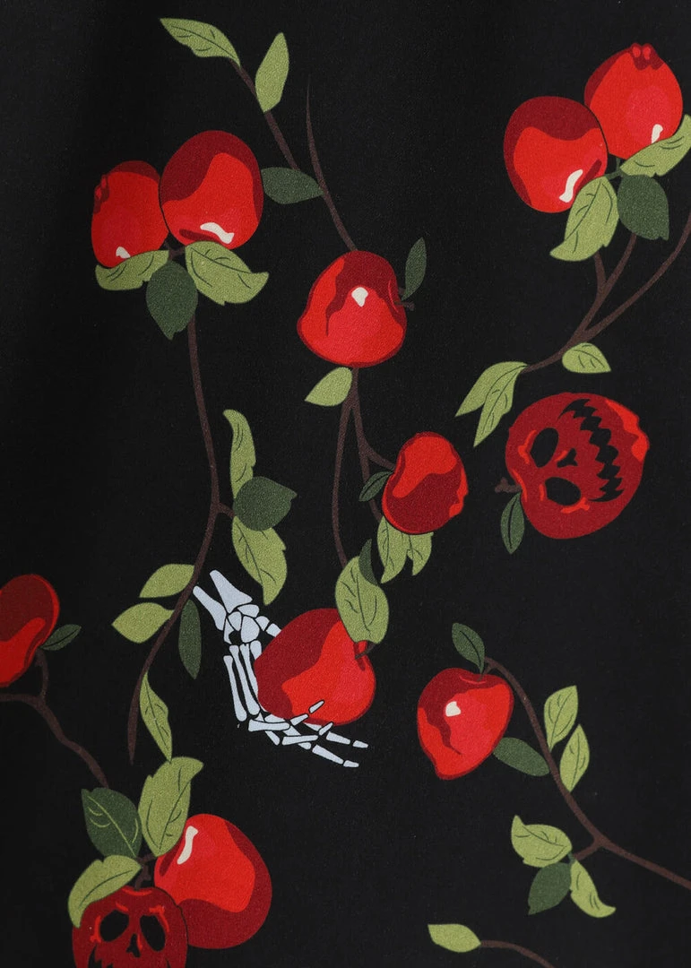 New In Collectif Cassie Deathly Apples 50's Swing Skirt Black