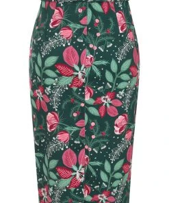 New In Collectif Juanita Escapist Floral 50's Pencil Skirt Multi