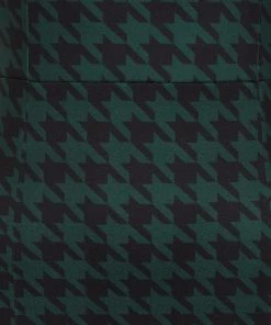 Collectif Karen Houndstooth 40's Suspender Pencil Skirt Green