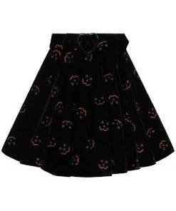 Collectif Adore Pumpkin Glitter 60's Skater Skirt Black Orange New In