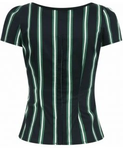 Collectif Mimi Witch Stripes 50's Top Black New In