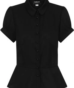 New In Collectif Mary Grace 40's Blouse Plain Black