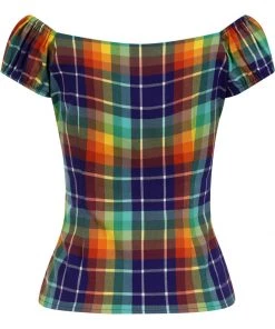 Collectif Dolores Rainbow Check 50's Top
