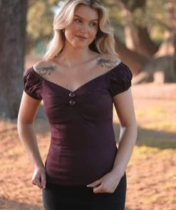 New In Collectif Dolores 50's Top Plum