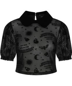 Collectif Ana Ouija Mesh Crop Top Black New In